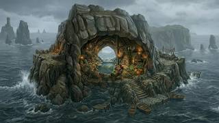 Rainy Day Life in a Cozy Cave House on a Deserted Island I Ghibli Silent Days