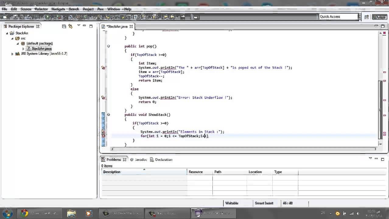 Eclipse - Stack (Push and Pop) using - YouTube