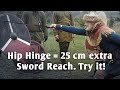 Hip hinge increases weapon reach