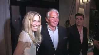 George Hamilton and Alana Stewart leaving Craig's Restaurant in West Hollywood