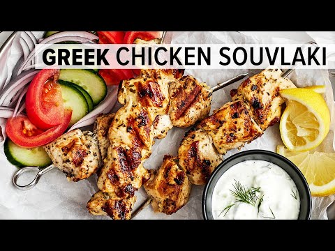 GREEK CHICKEN SOUVLAKI | The Best Mediterranean Grilled Chicken Skewers