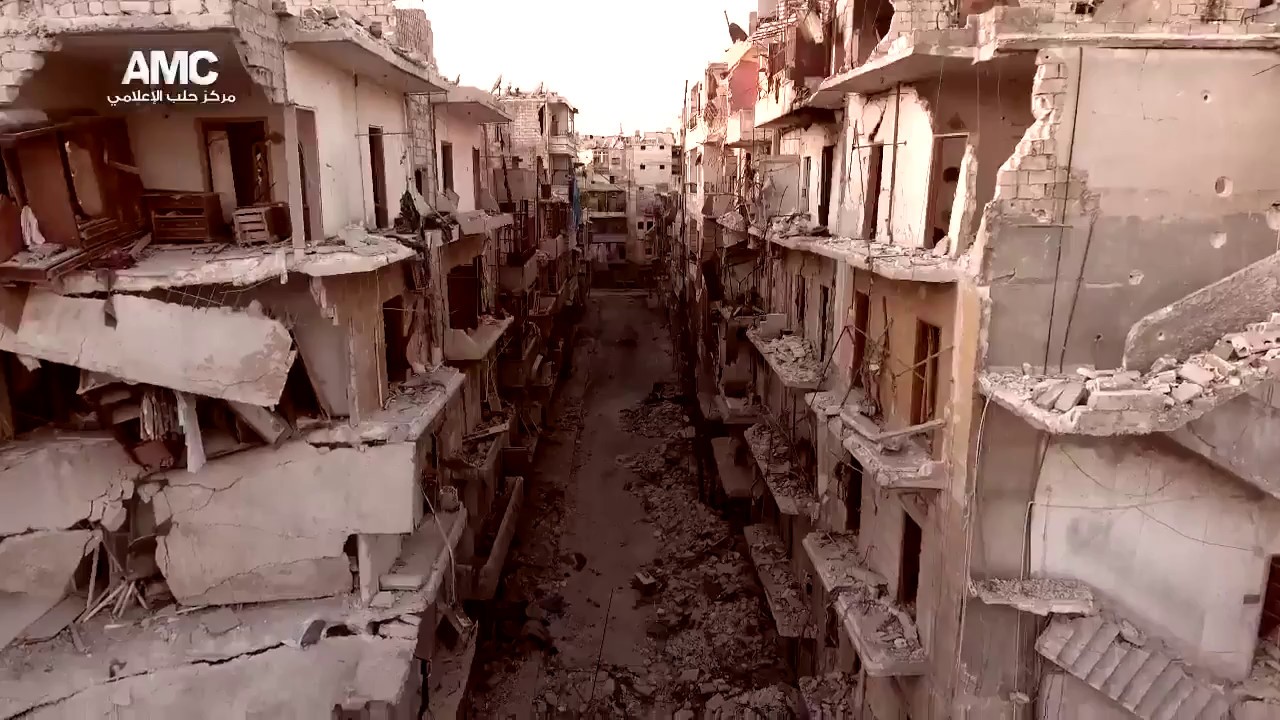 #RefugiadosMigrantes Drone sobre Alepo, Siria
