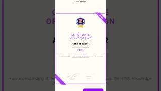 Mimo's HTML Certificate 🎉| #coding #programming #coffindance #html #certificate #webdevelopment #web