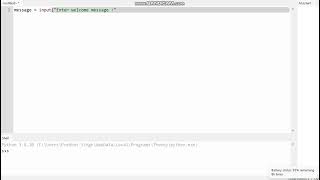 Class 11 CS Python||Chapter 7||7.1 Write a program to input a welcome message and print it||Python
