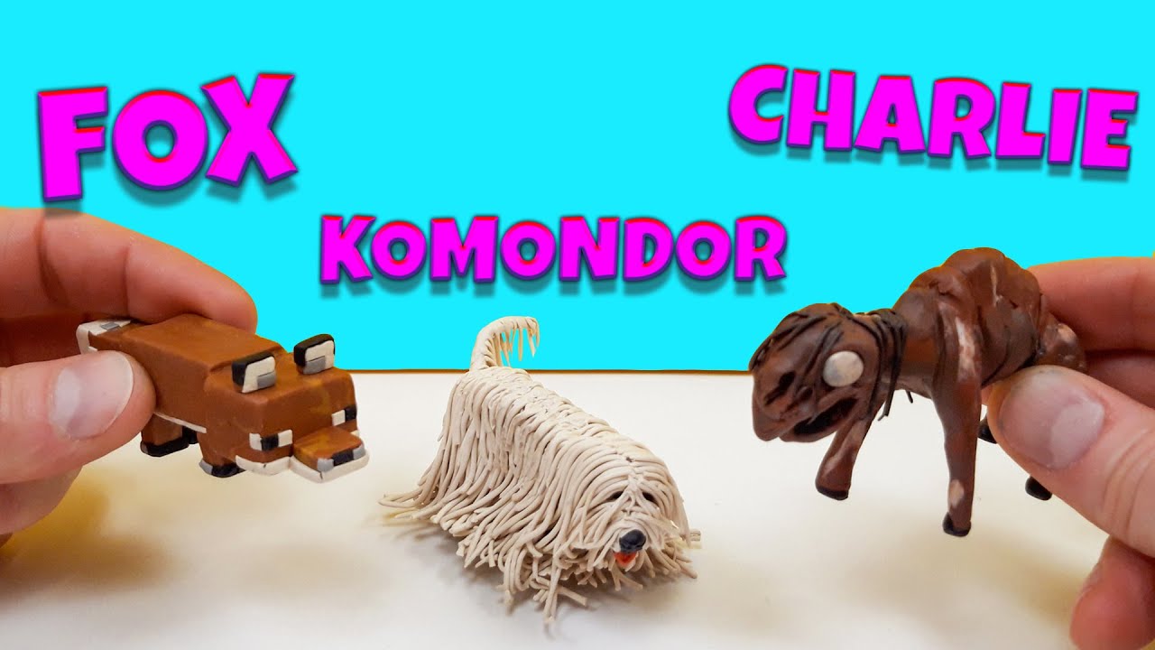 BIG Charlie , Komondor DOG , FOX Minecraft Clay Figures