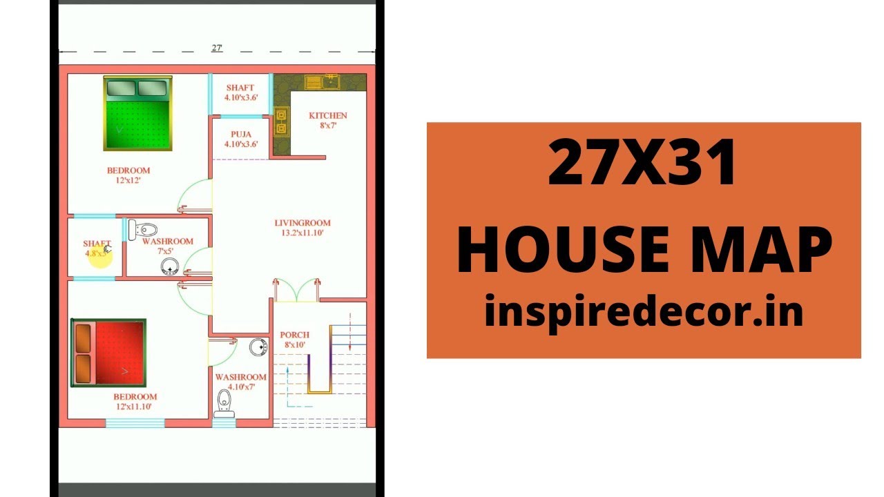 27X31 Building Plan II 837 Sq Ft House Plan II East Facing Home Map II 27X31 Makaan Ka Naksha