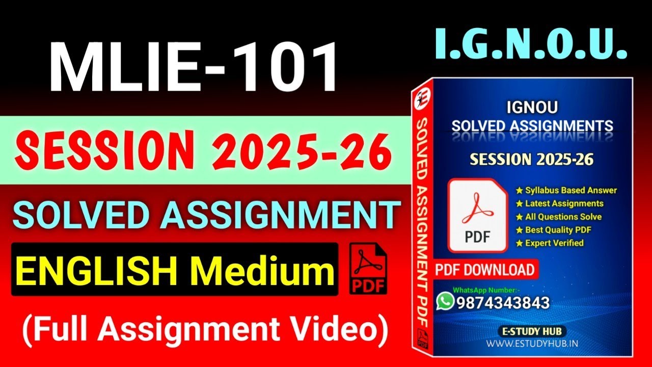 MLIE 101 Solved Assignment 2025-26 English, MLIE 101 Solved Assignment 25-26, MLIE-101 Assignment