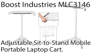 Boost Industries MLC-3146 Mobile Laptop Desk/Workstation Cart On Wheels