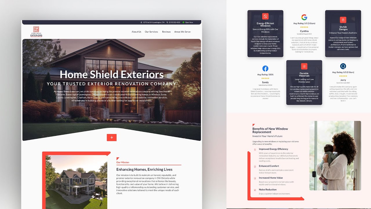 Home Shield Exteriors Website Design - Dragos Design Creative