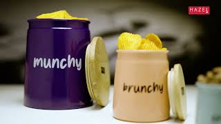 Hazel Crunchy Brunchy Munchy Snacks Jars Set Stylish Storage Solution For Kitchen Essentials