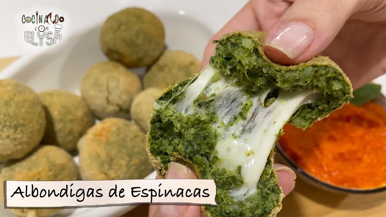 Freidora de aire ALBONDIGAS DE ESPINACAS con queso y papas Recetas para