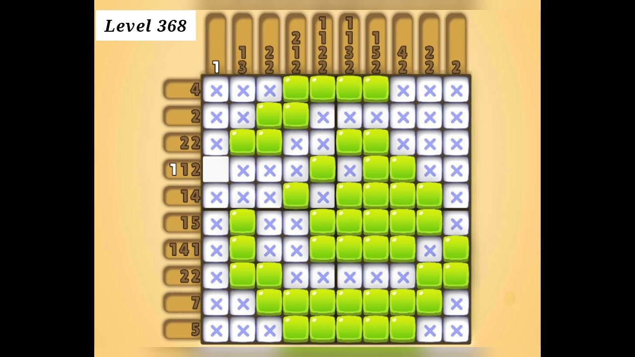 nononページ Nono Crossing Level 368 Picture Nonogram - YouTube