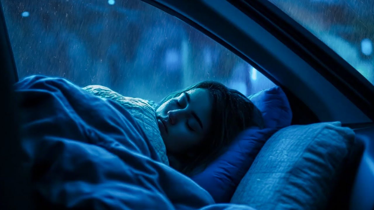 Find Relief from Anxiety with Soft Rain & Distant Thunder on Car at Night