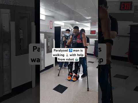 Paralyzed ♿️ man is walking with assistance from a robot 🤖 #paralyzed #motivation #walking #prayer