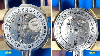 7009 (disassembly seiko 6309-7009 mov. at home) - YouTube