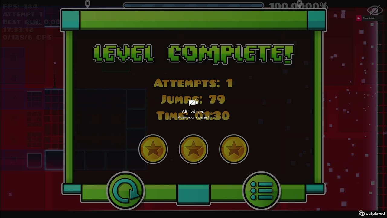 Stereo Madness all coins full level Quad HD 90 FPS