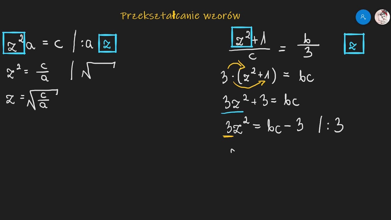 Klasa 7.14 Przekształcanie wzorów - YouTube
