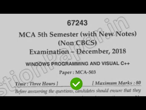 Mdu MCA 5th Sem Windows Programming & Visual C++ Question Paper [Non CBCS] #MduQuestionPaper