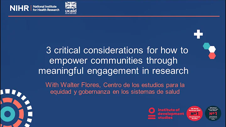 Three critical considerations for community engagement and involvement