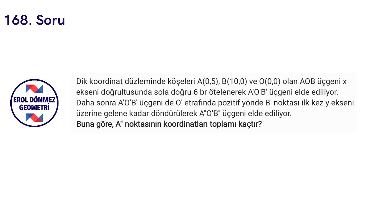 Günün Geometri Sorusu-168 (Erol Dönmez Geometri'den) | YKS2026 