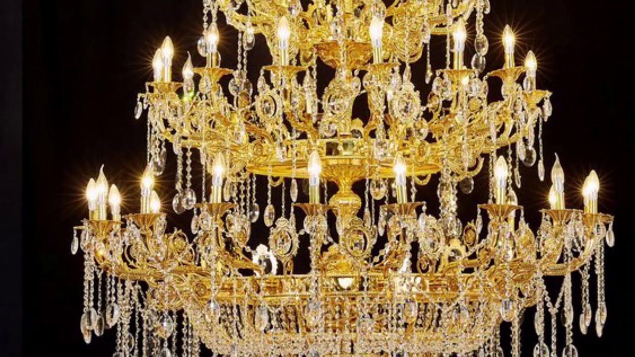 George Versailles Gold Crystal Chandelier Four-Tier 70"W 90"H DL69016 (Made in USA)