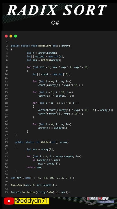 Useful Code - Radix Sort with C# - YouTube