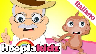 Cinque scimmiette | Canzoni italiane per bambini | Nursery Rhymes in Italian | Hooplakidz Italiano