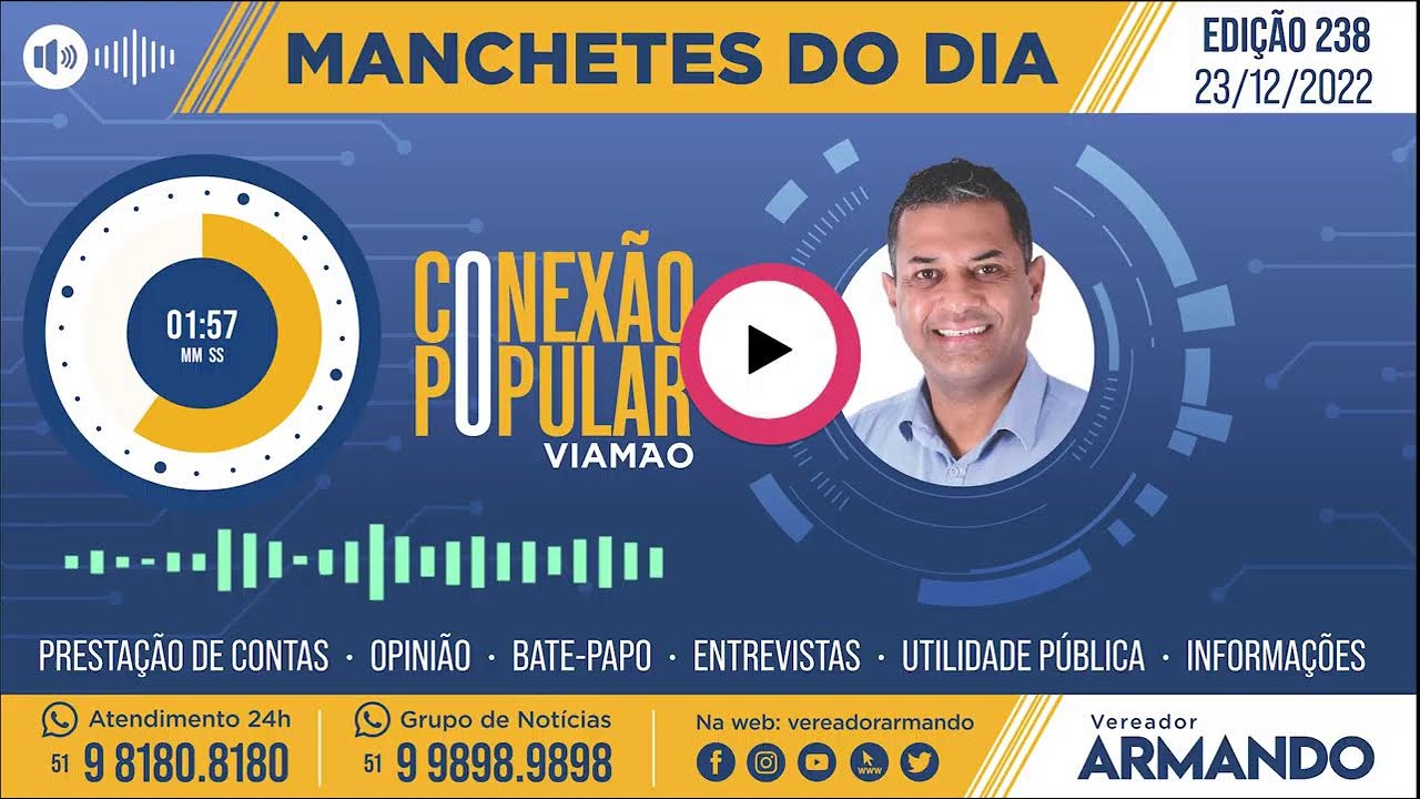 ⁣Manchetes do DiaVereador Armando - Edição 238, 23/12/2022