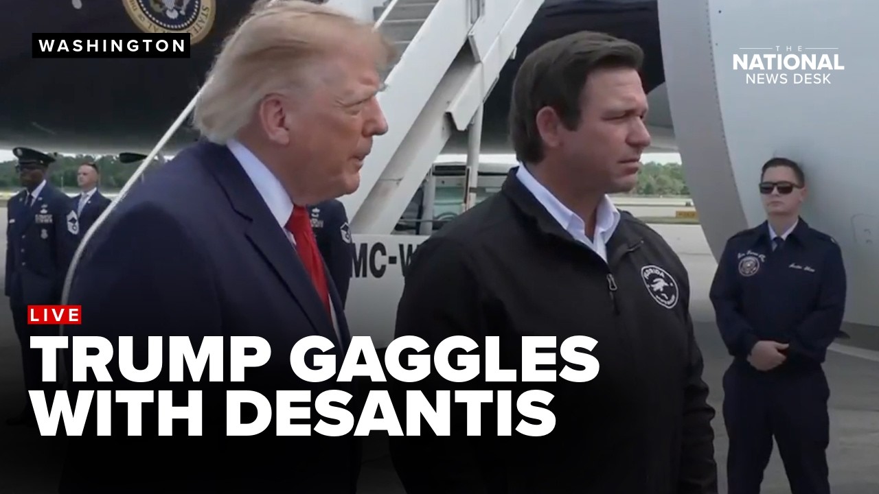 President Trump gaggles with Ron DeSantis in Fort Myers, Florida - YouTube