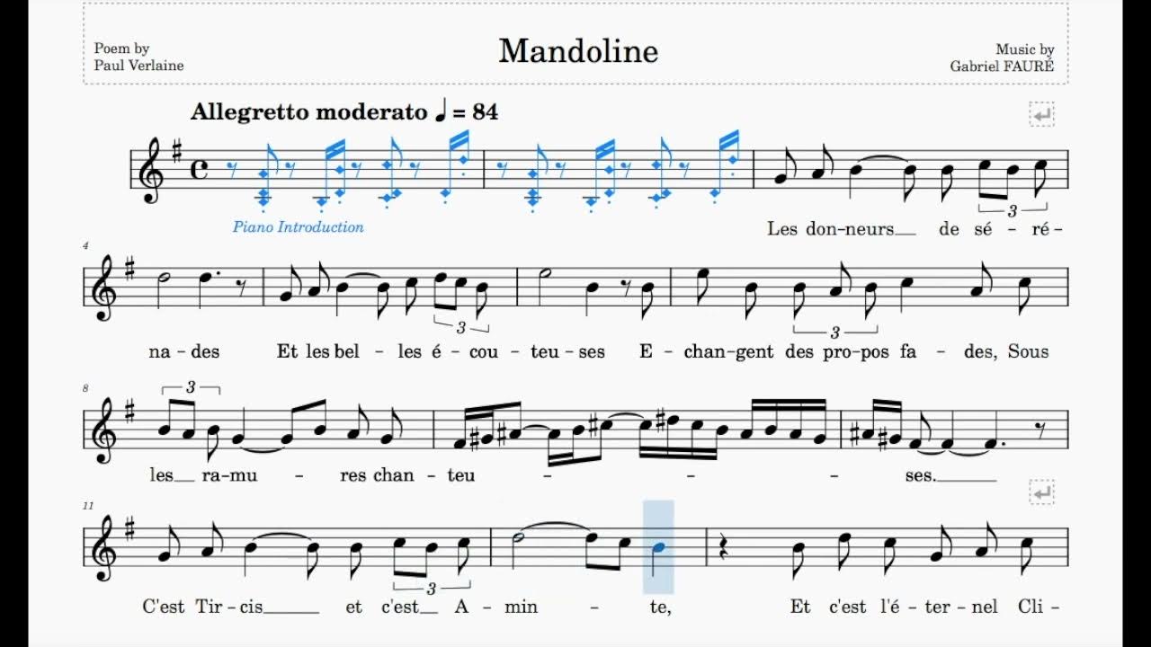 Mandoline (Fauré) G Major Trinity Grade 7 Group D 84 bpm Sing