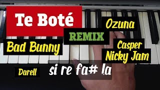 Aprende a tocar Te Bote Remix - Casper, Nio García, Darell, Nicky Jam, Bad Bunny, Ozuna en piano