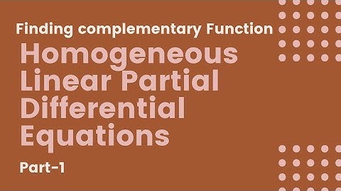 #partialdifferentialequation #complementaryfunction#homogeneous#linearpde#pde#bscmaths 