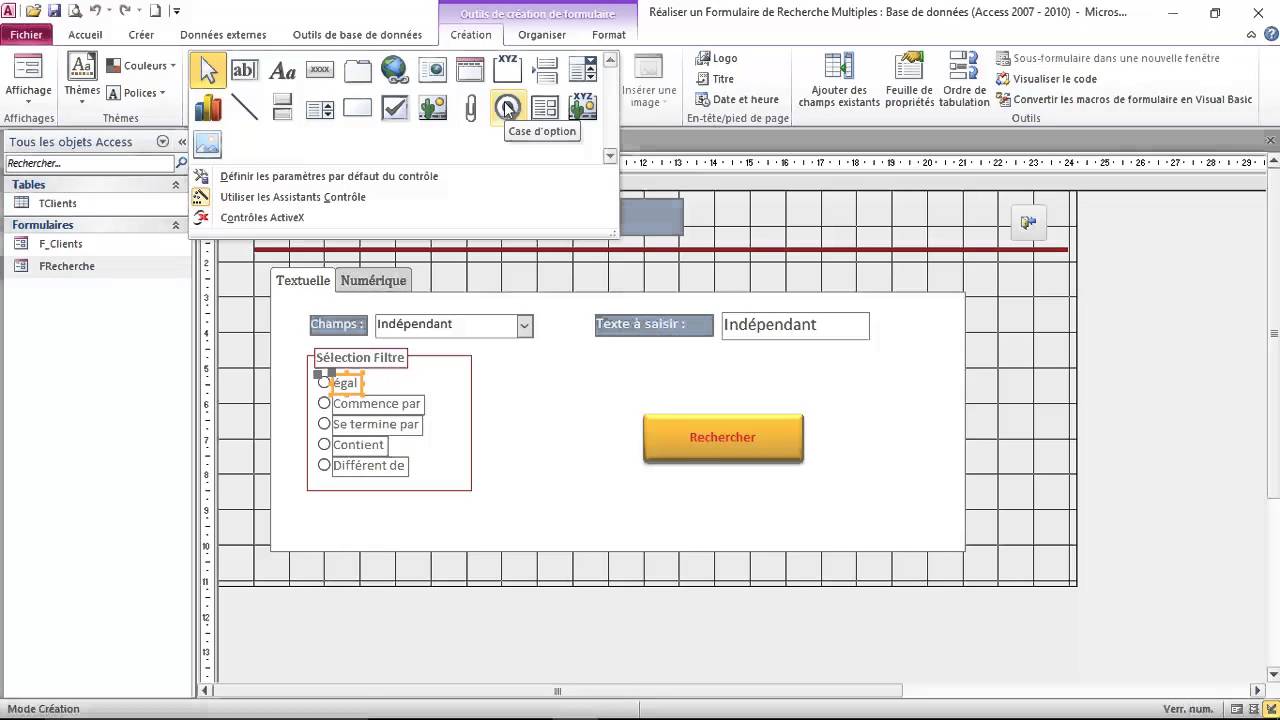 Access - Réaliser un formulaire de Recherche multiples