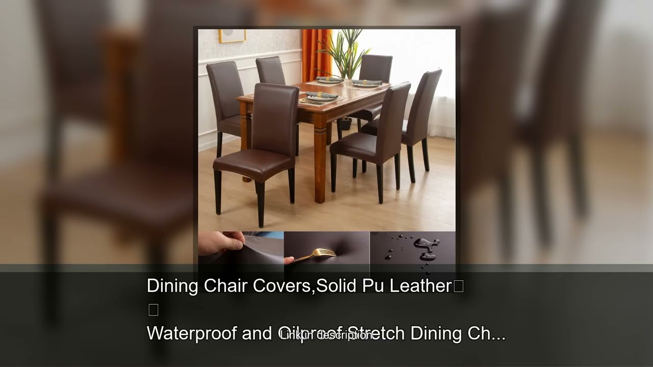 Dining Chair Covers,Solid Pu Leather Waterproof and Oilproof Stretch Dining Chair Protector Cov