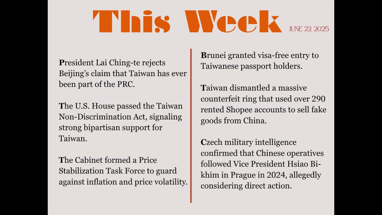 Lai reaffirms Taiwan’s sovereignty; U.S. House passes support bill; Chinese diplomat trailed VP H...