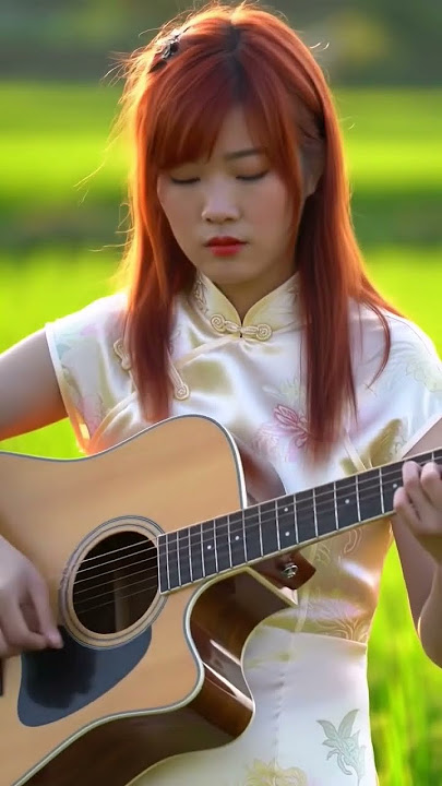 Chinese girl play gitar