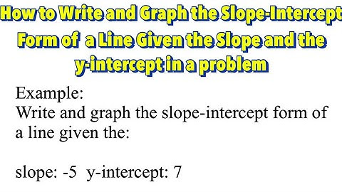 How to Write and Graph the Slope Intercept Form of a Line Given the Slope and the Y-intercept