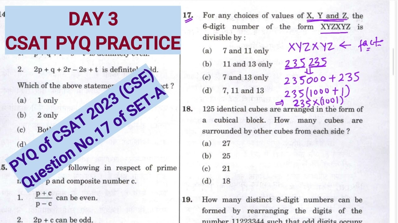 PYQ of UPSC CSAT 2023 (Q.No. 17 of SET-A)