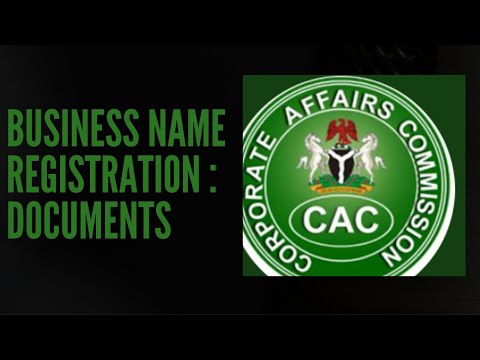 BUSINESS NAME REGISTRATION DOCUMENTS WITH THE CORPORATE AFFAIRS COMMISSION