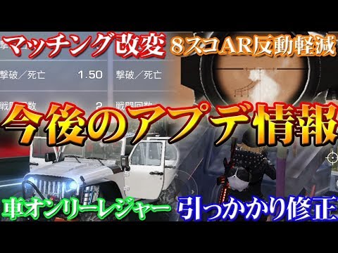 【荒野行動】今後のアプデ最新情報。８スコAR反動無反動軽減、マッチング改変、新レジャー車両オンリー、引っかかる構造物バグ修正。未来的更新信息列表【中国公式アプデ最新情報】