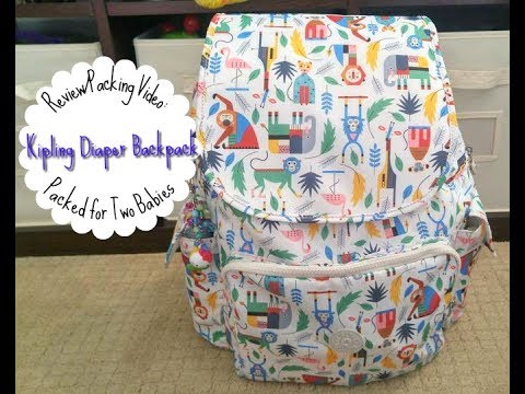 Review/Packing Video: Kipling Diaper Backpack Packed for Two Babies ...
