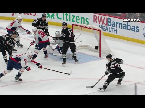 Jesper Bratt scores a powerplay goal against the Washington Capitals
