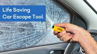 Lifesaving Car Escape Tool - Smashes Car Windows and Cuts Seat Belts