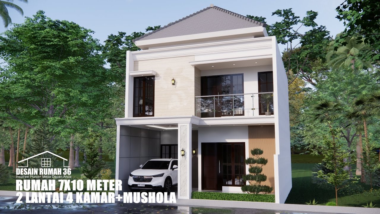 DESAIN RUMAH 7X10 METER 2 LANTAI 4 KAMAR PLUS MUSH