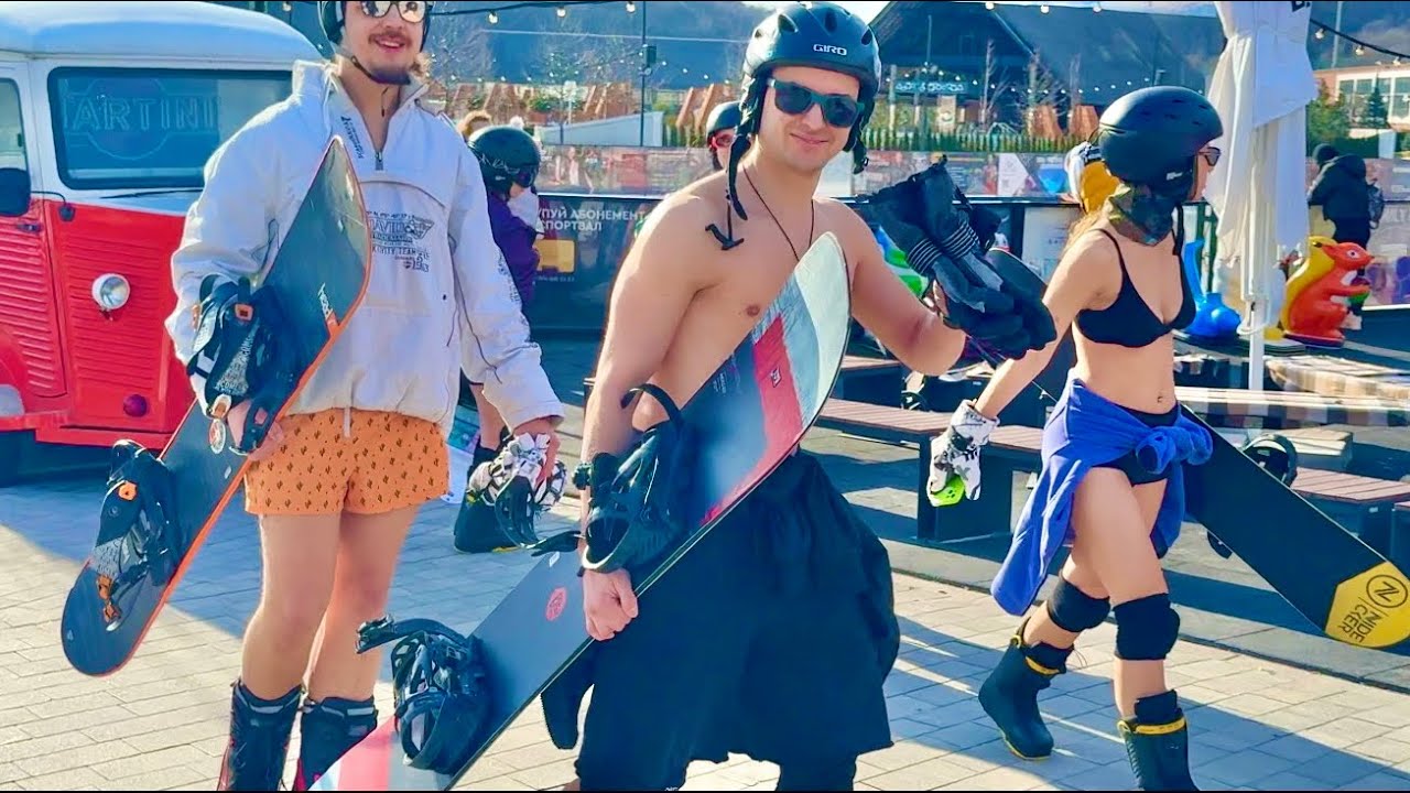 Пляжний сезон в «Emily Resort» Лижникі в купальниках.#львівяквінє #lvivskijbatyar #snow  #skiseason 