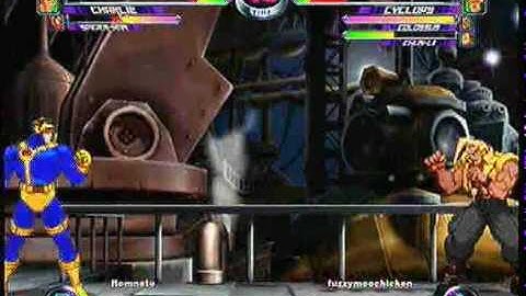 MvC2 Online (360): Brett (Cha/Aku/Spid) vs FuzzyMooChicken (Chun/Cyke/Col) 1 .:12.18.09:.