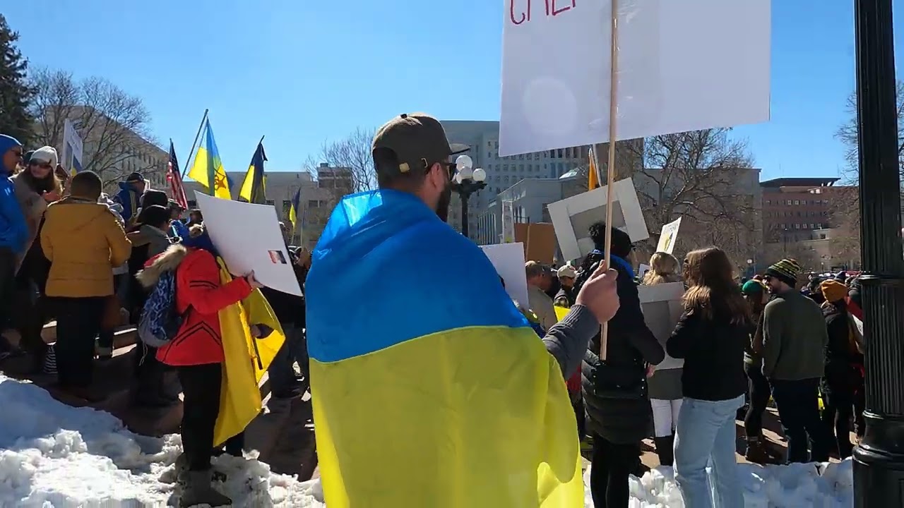 Ukrainians protesting at the Colorado State Capitol here in Denver