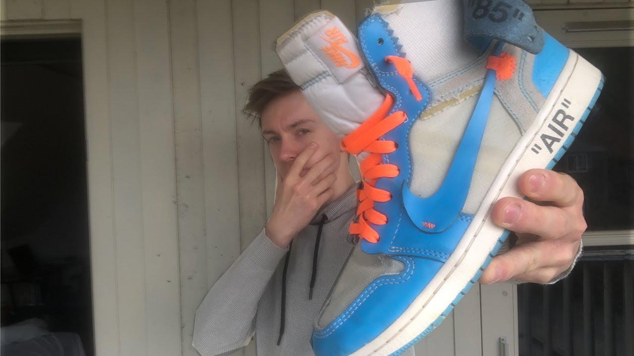 NIKE OFF WHITE AIR JORDAN 1 UNC ON FEET 