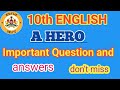 A Hero chapter important question and answers | SSLC English passing package #sslc #sslcenglish