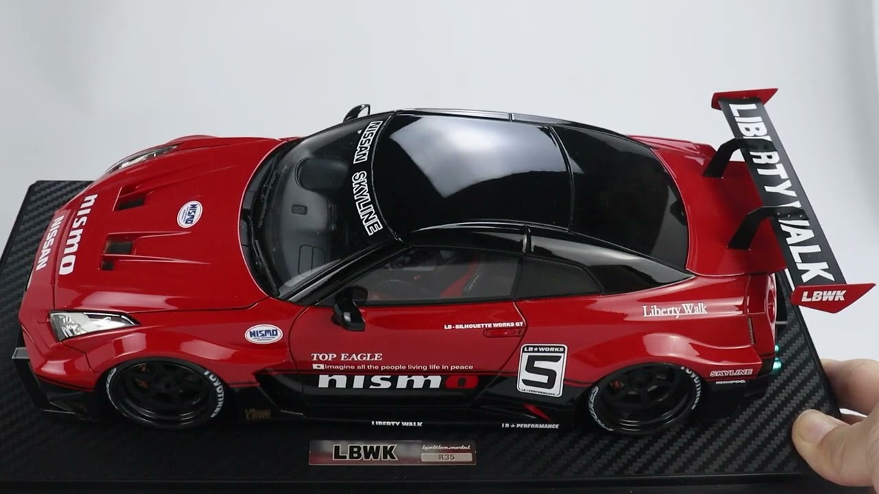 Ignition Model 1/18 LB-WORKS Nissan GT-R R35 type 2 Red/Black #5 (IG2723) resin car model available